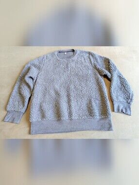 Plush Crewneck Sweater - Green - Gray